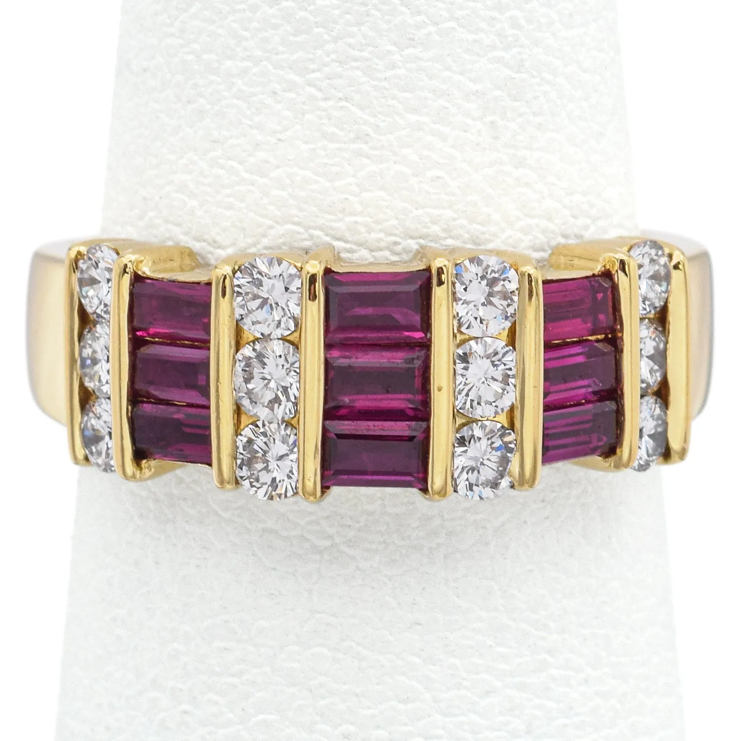 Gemlok 18K Yellow Gold Ruby & 0.48 TCW Diamond Band Ring Size 6.25