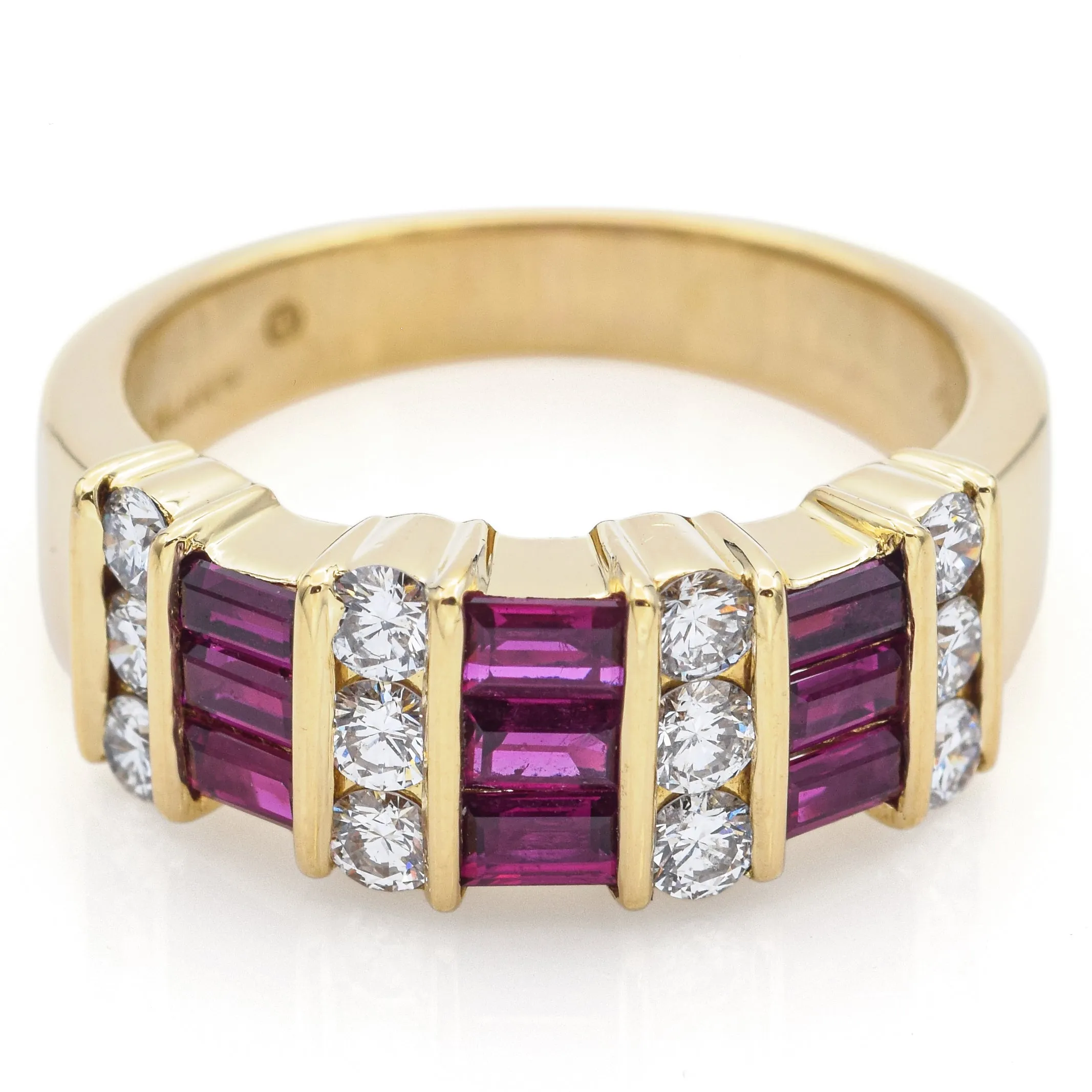 Gemlok 18K Yellow Gold Ruby & 0.48 TCW Diamond Band Ring Size 6.25