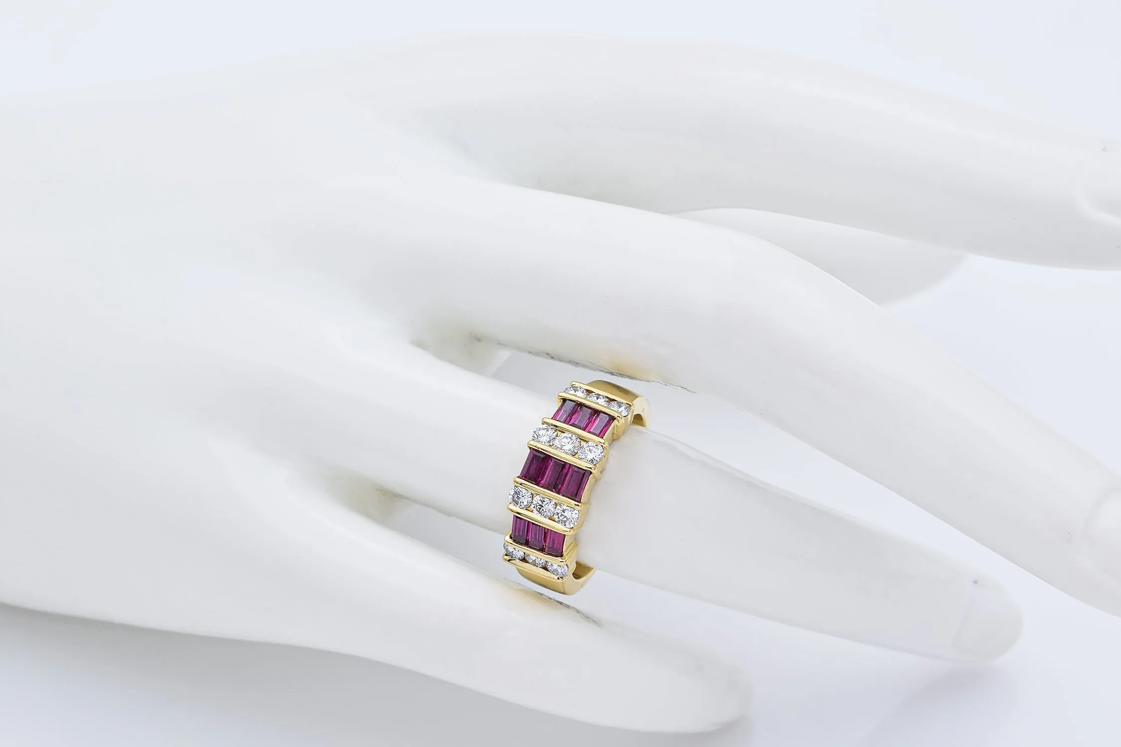 Gemlok 18K Yellow Gold Ruby & 0.48 TCW Diamond Band Ring Size 6.25