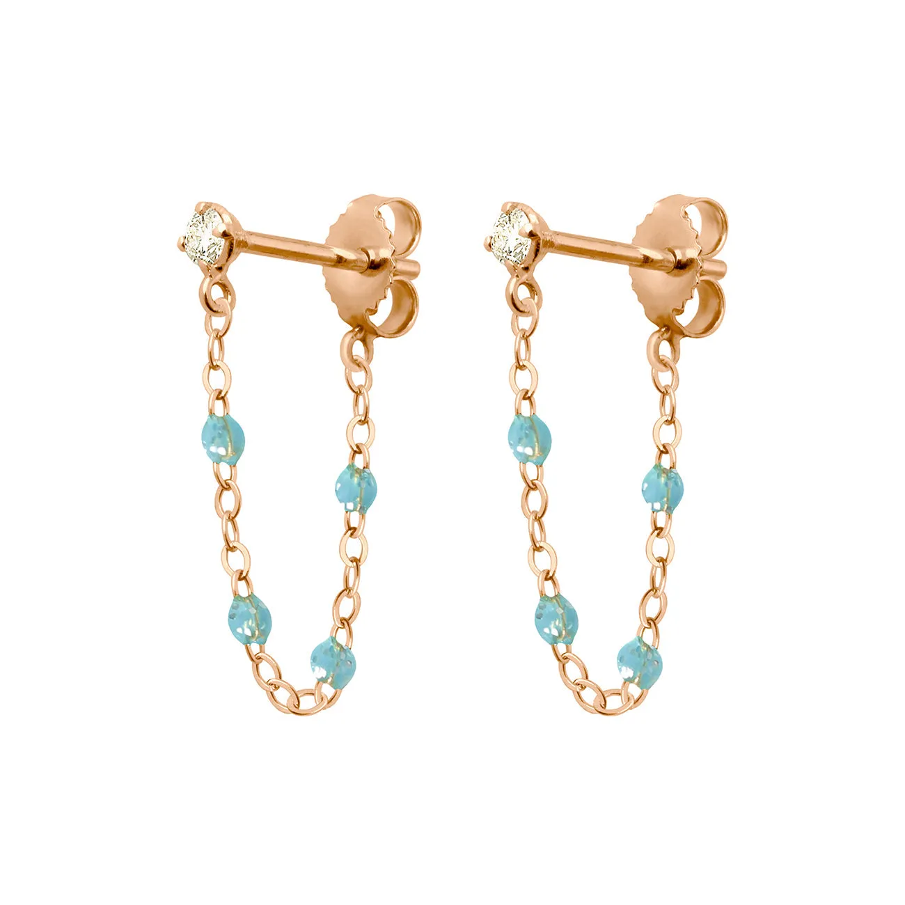 Gigi Supreme Diamond earrings, Aqua, Rose Gold