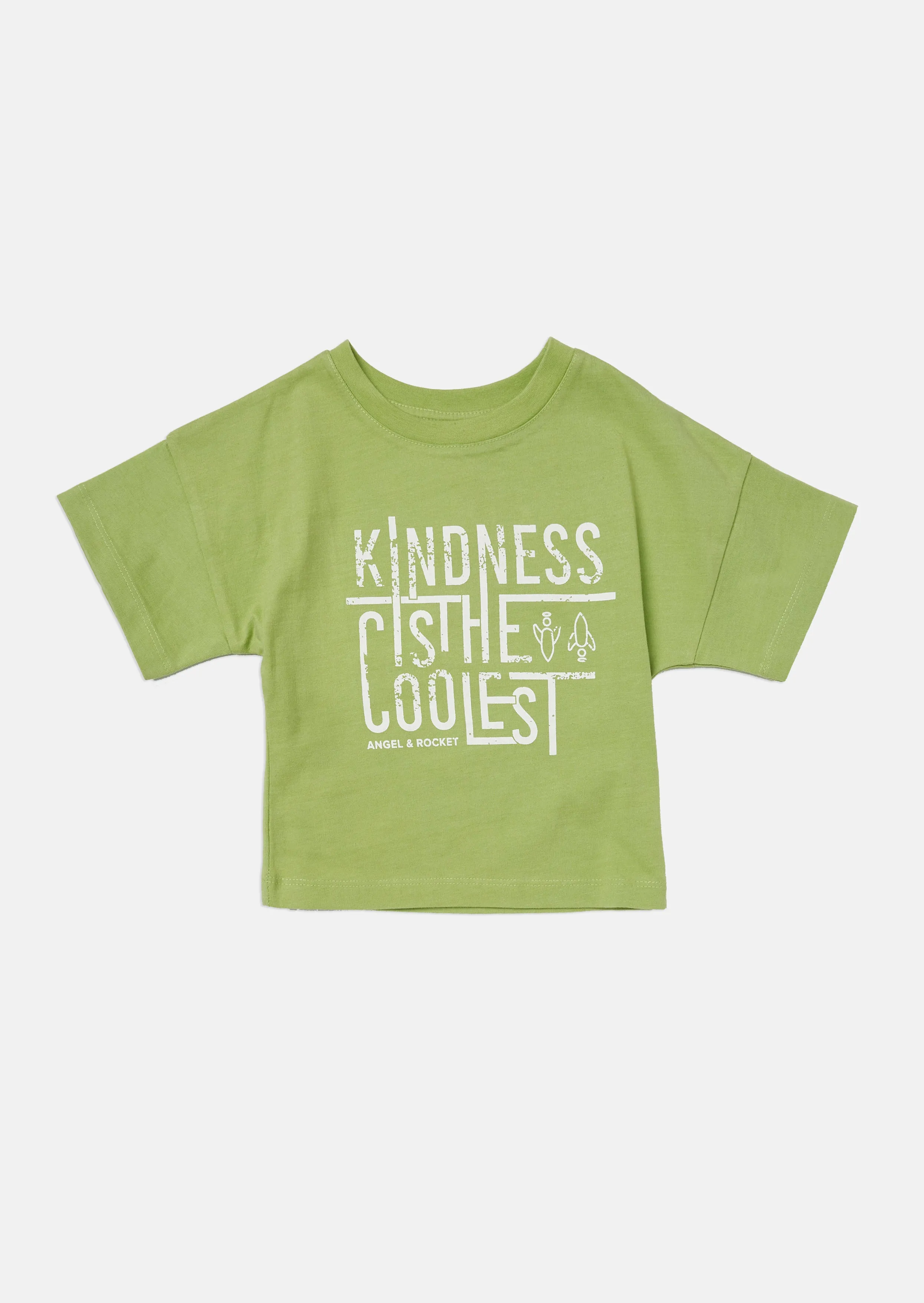 Girls Kindness Slogan Printed Green T-Shirt