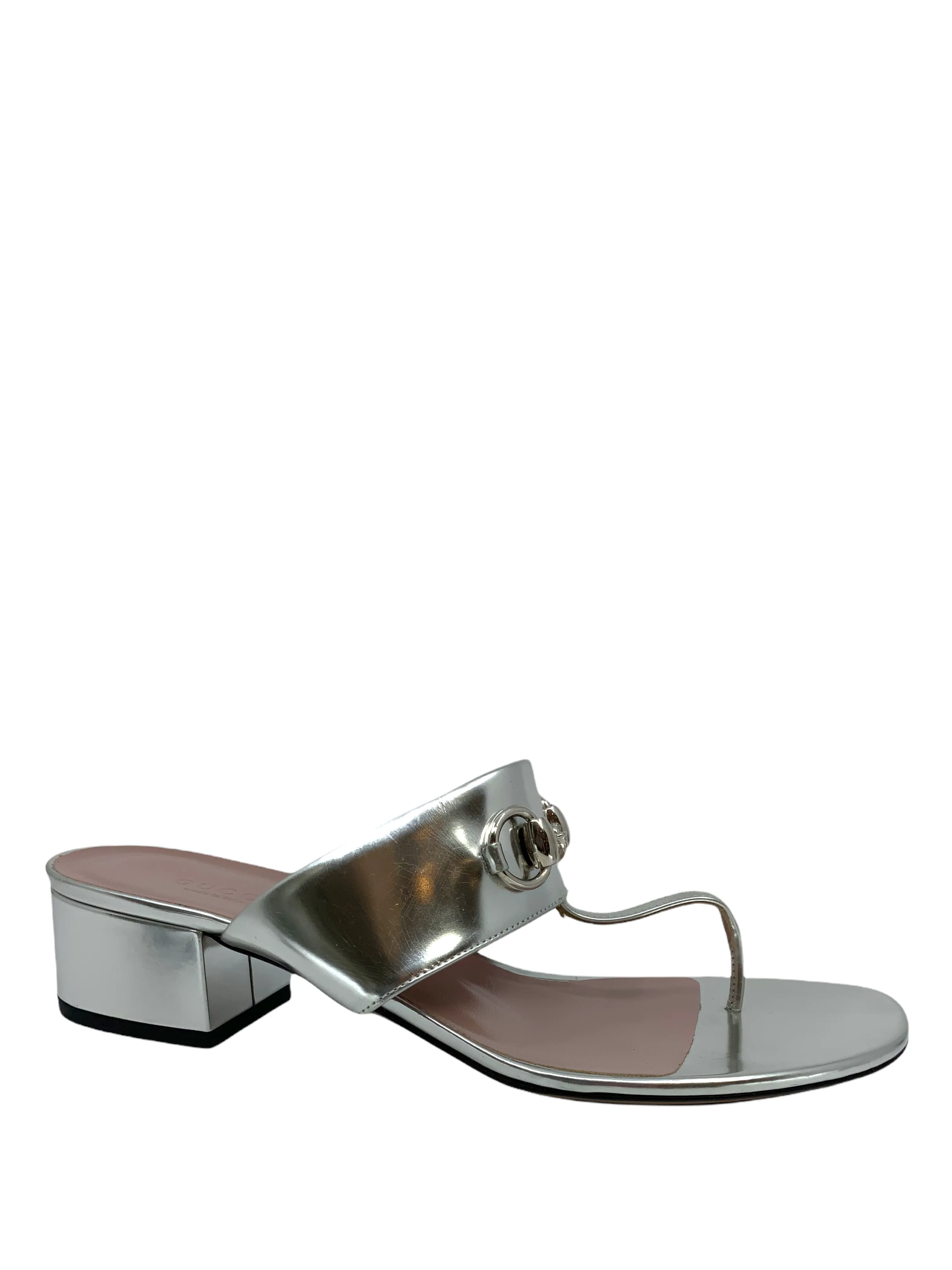 Gucci Patent Leather Horsebit Thong Sandals Size 9