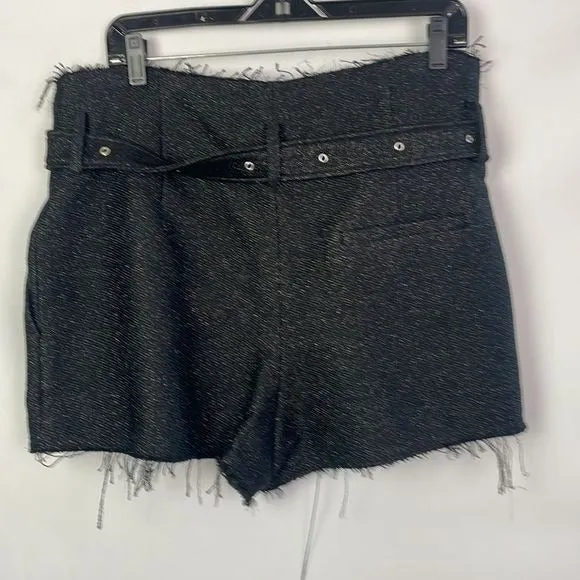 IRONWT Black Shimmer Raw Edge Metallic Shorts