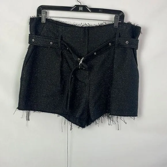 IRONWT Black Shimmer Raw Edge Metallic Shorts