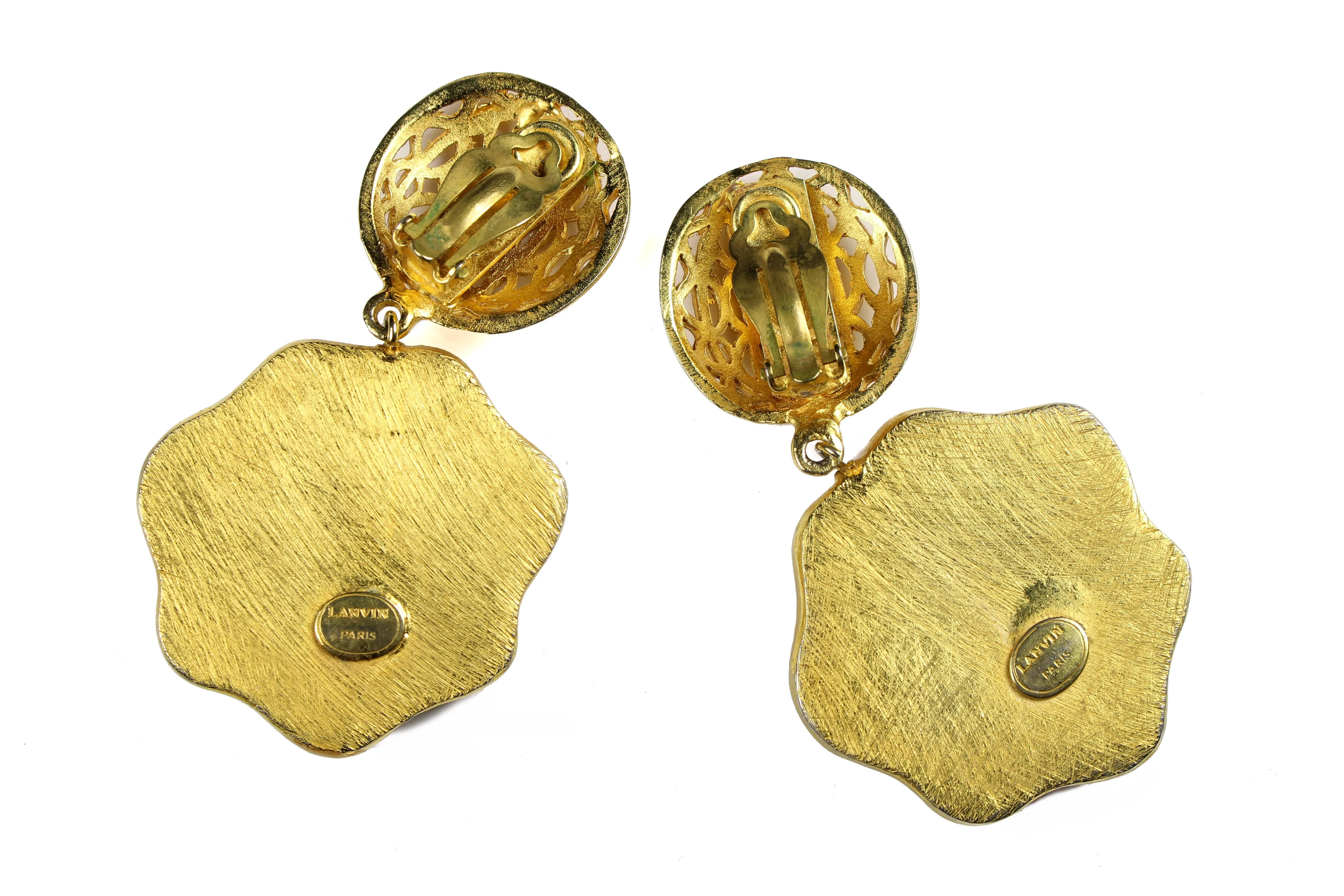 LANVIN filigree wooden earrings