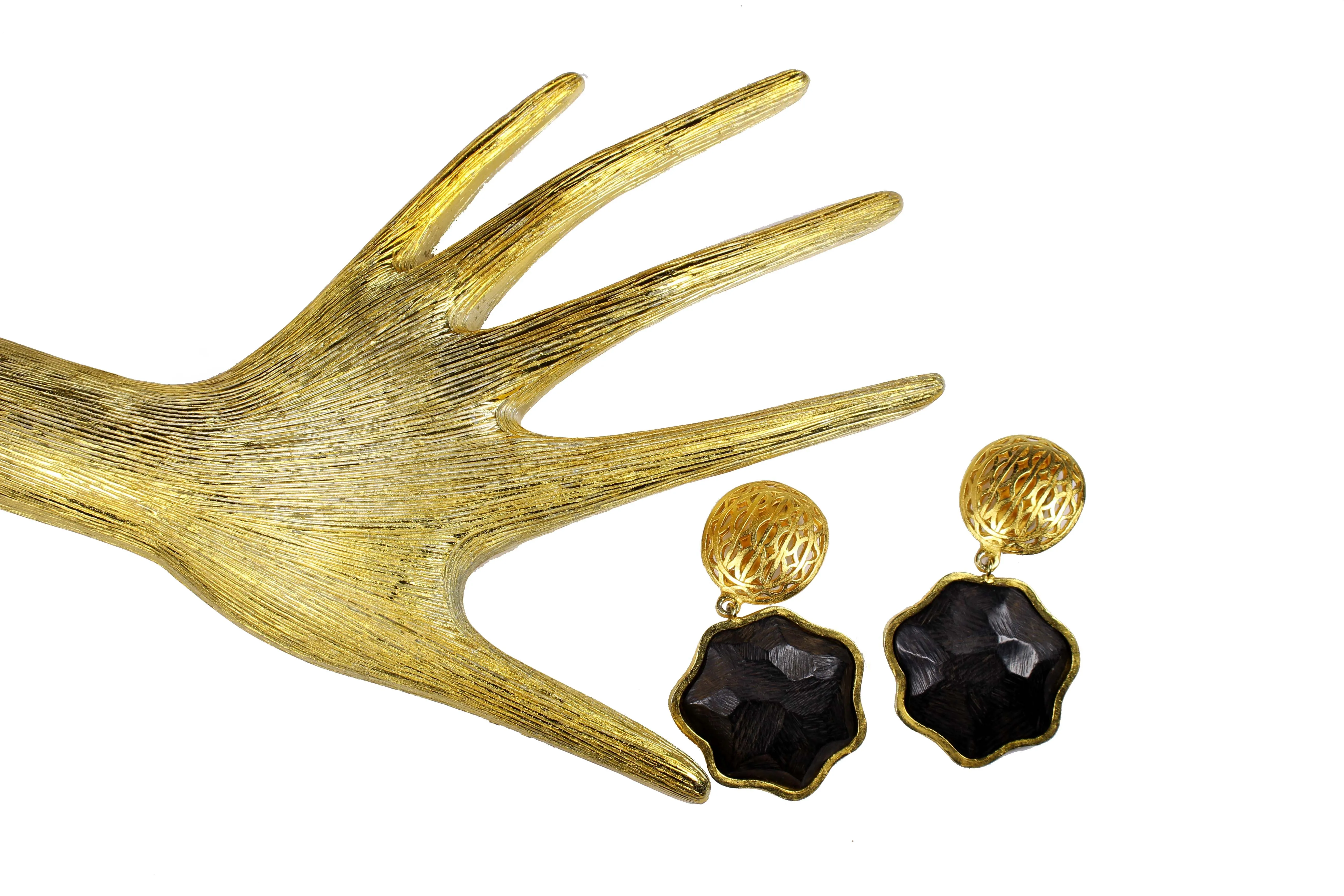 LANVIN filigree wooden earrings