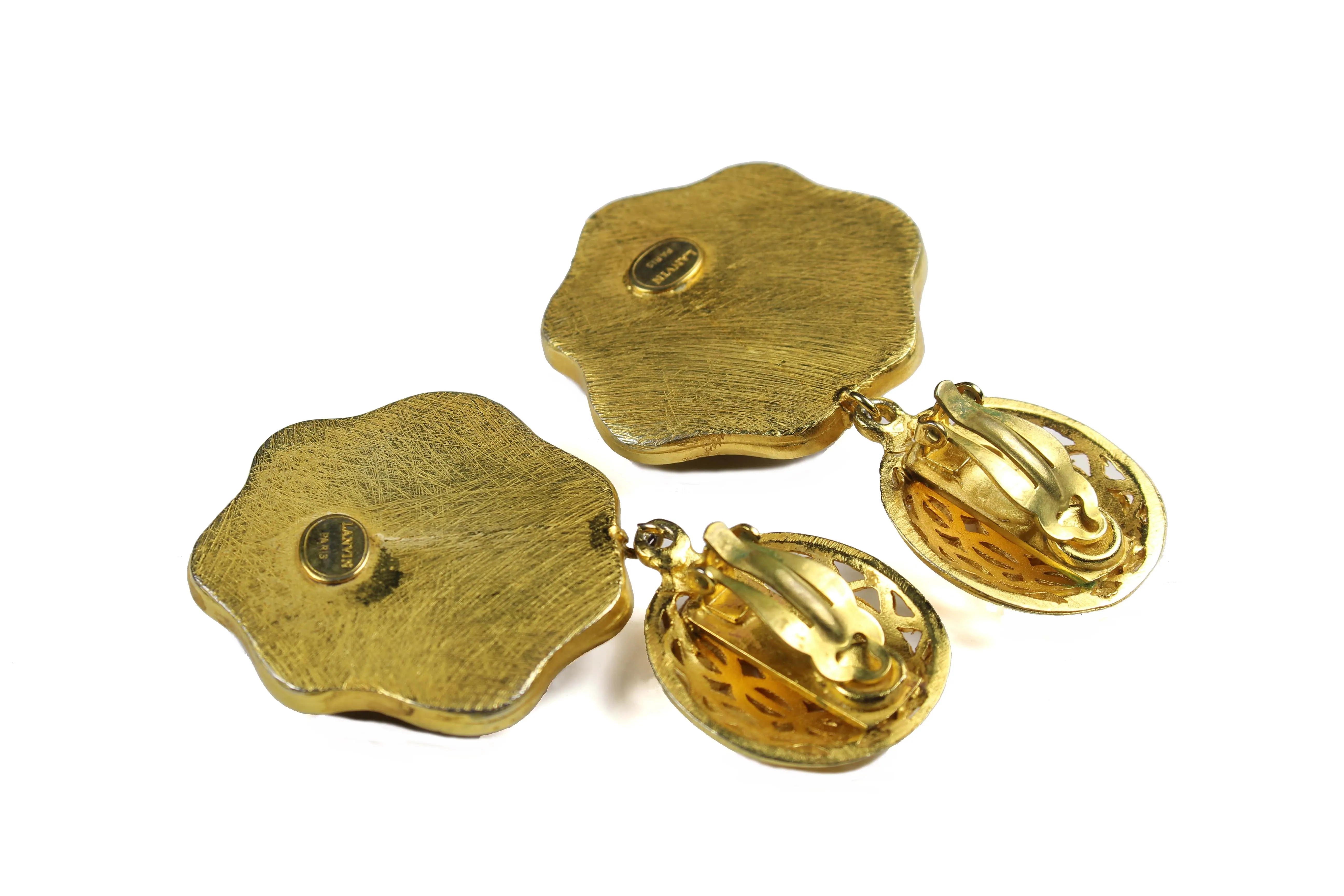 LANVIN filigree wooden earrings