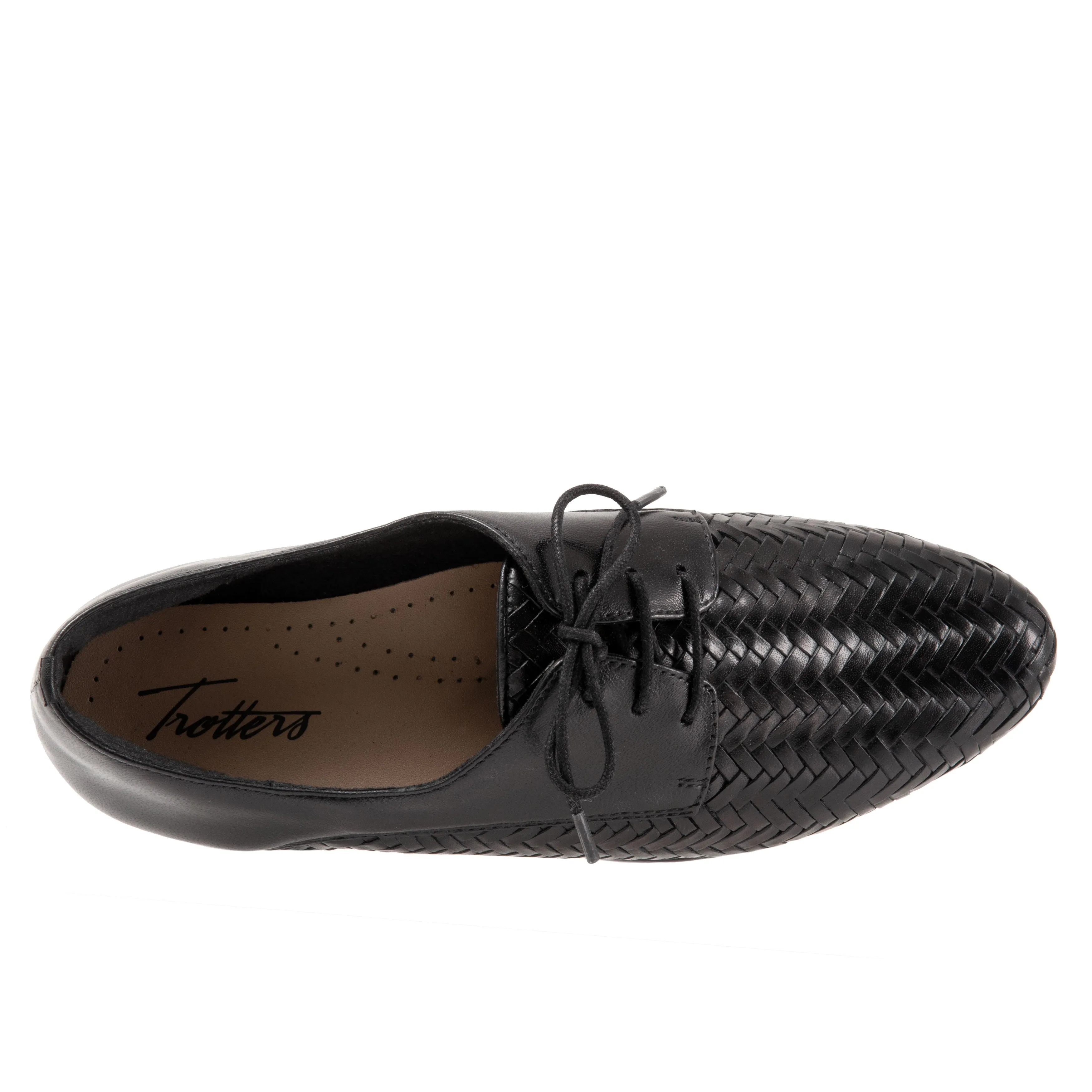 Lizzie Herringbone Black Lace up Shoes