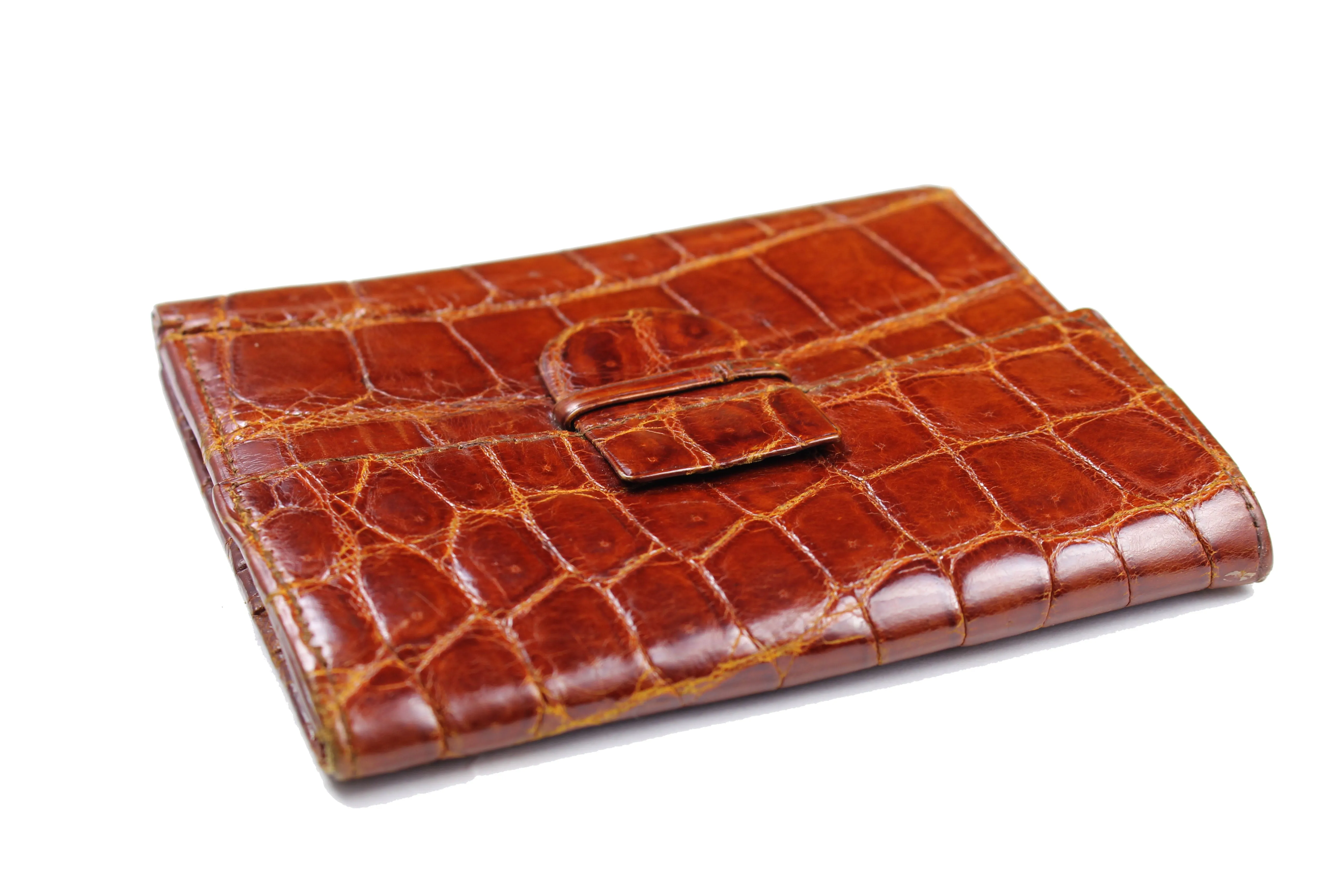 LOEWE brown crocodile skin wallet