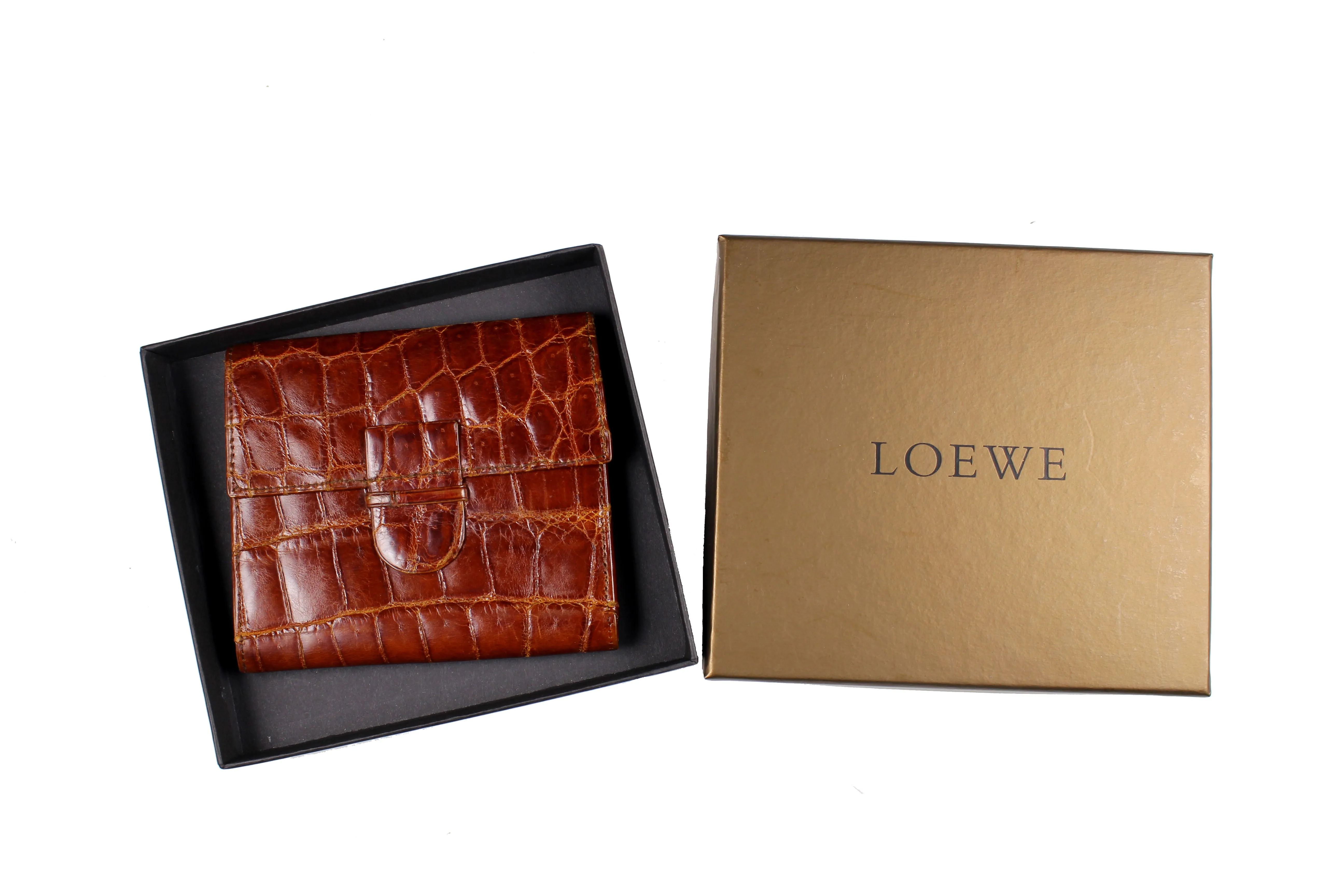 LOEWE brown crocodile skin wallet