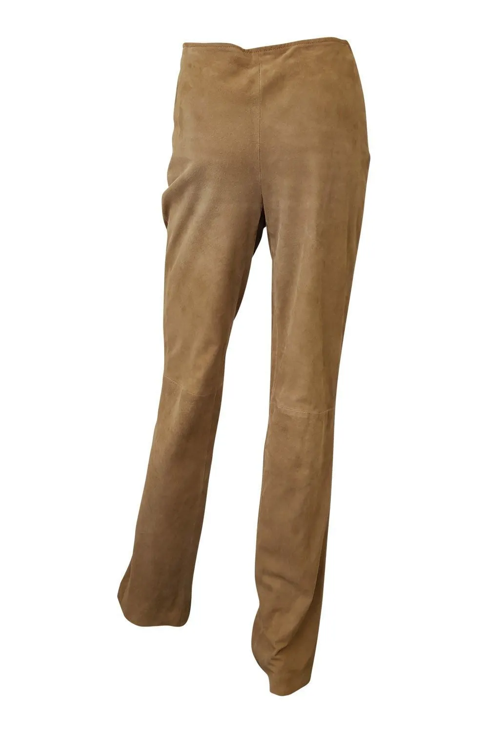 LOEWE Tan Brushed Suede Straight Leg Trousers (38)