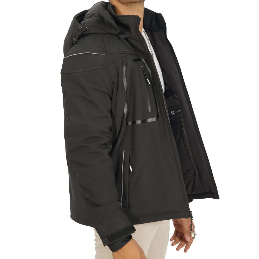 Matt Hooded Black Padded Jacket