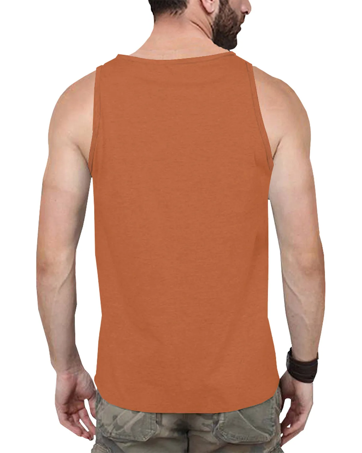 MEN BROWN PRINTED SLEEVELESS VEST