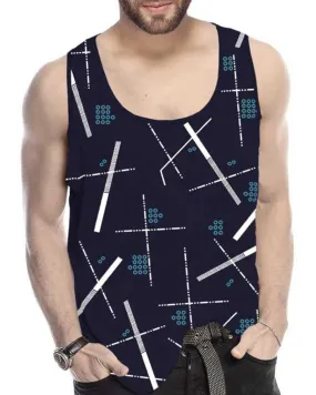 Men Navyblue Abstract Design Printed Vest