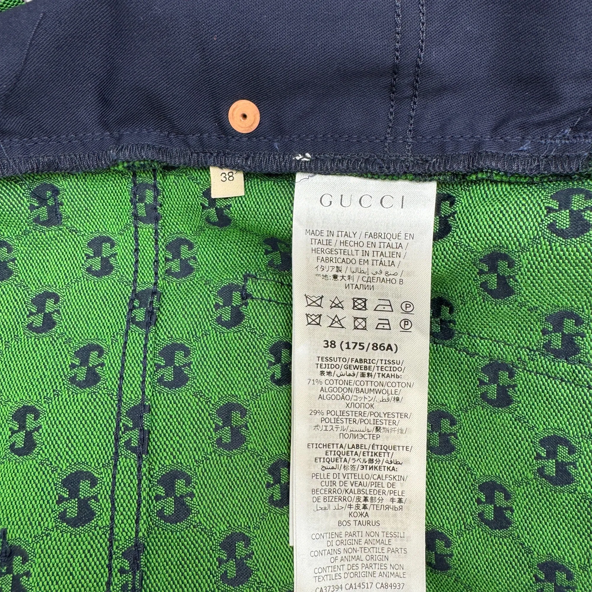 Men's Gg Supreme Jeans Green Size Waist 38