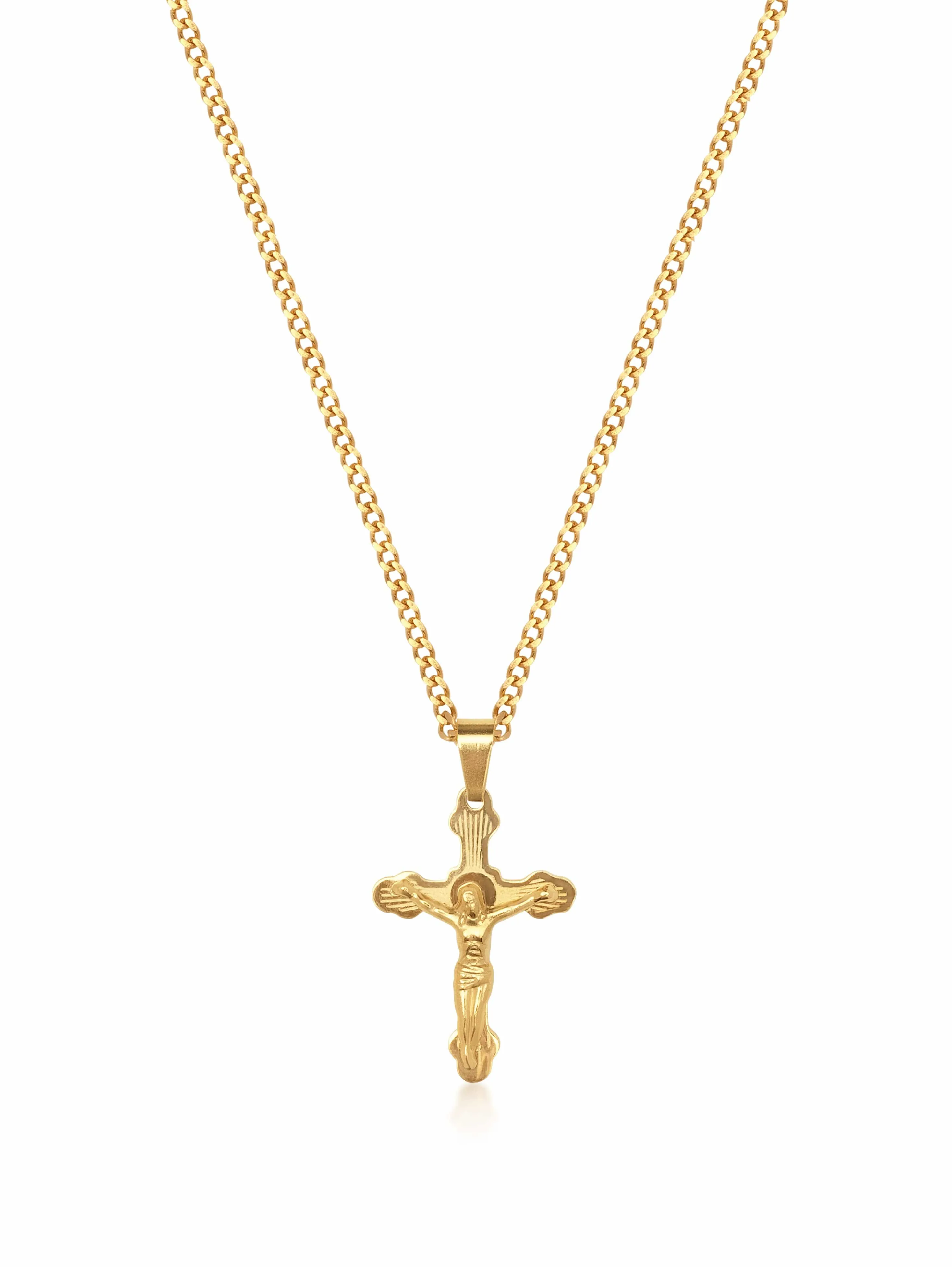 Men's Gold Necklace with Crucifix Pendant