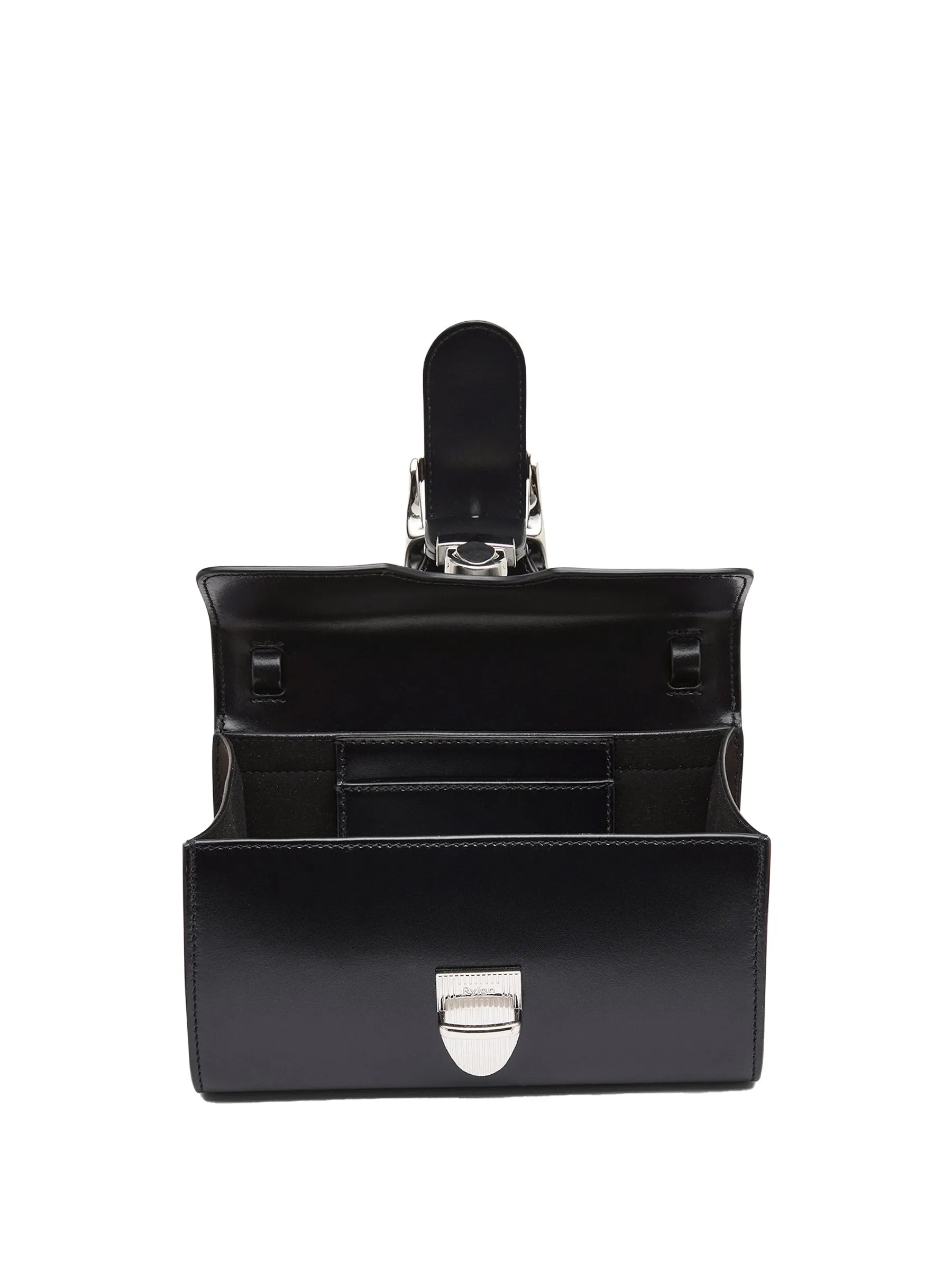 Mini Satchel Bag With Silver Buckle And Flat Handle