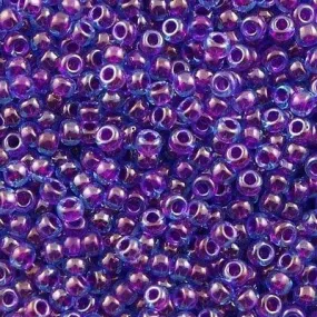 Miyuki Boncuk, MiyukiRoundBeads 6/0- 0352 Fuchsia Lined Aqua Luster