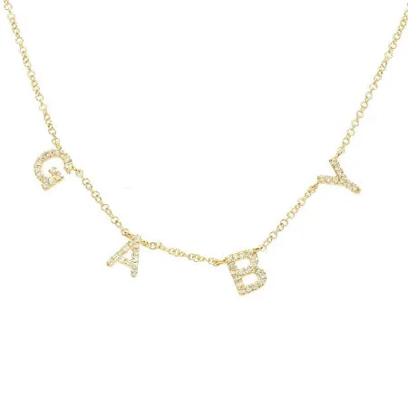 Multiple Diamond Dangling Initials Name Necklace