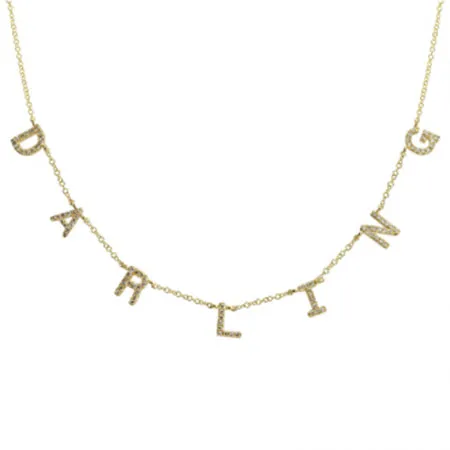 Multiple Diamond Dangling Initials Name Necklace