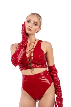 Naughty Thoughts Sinner Vinyl OO Top - Red