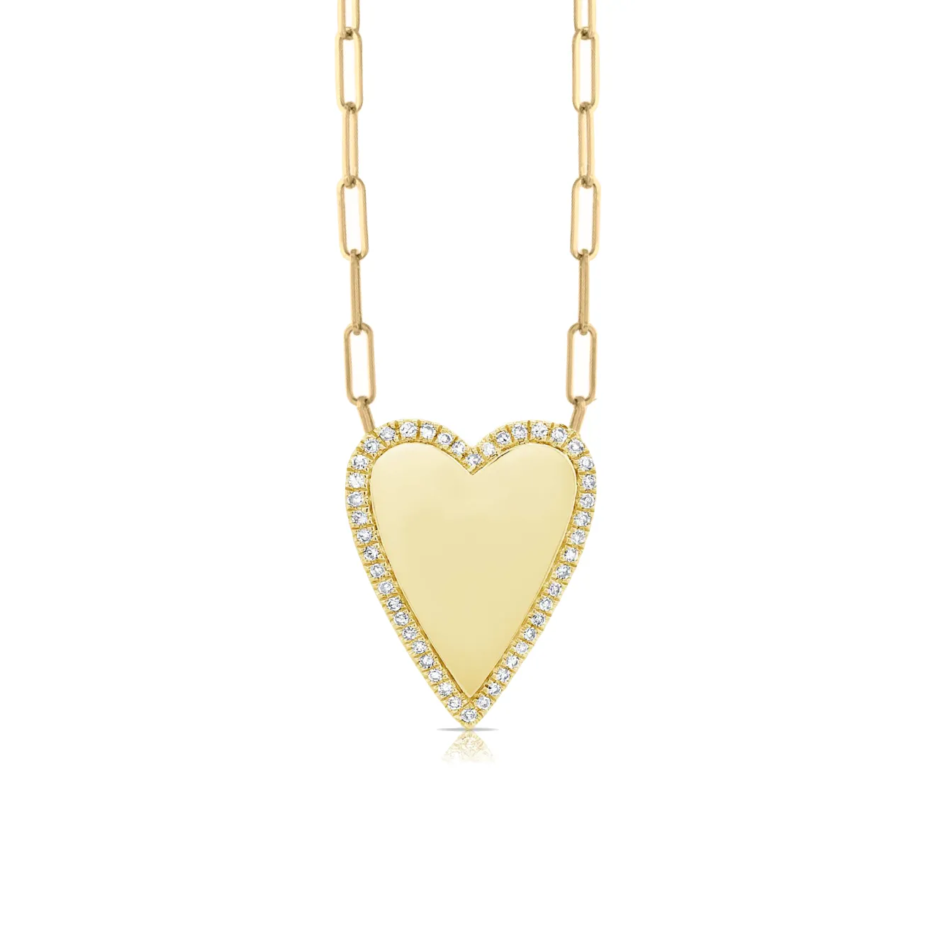 Pave Outline Heart Paperclip Necklace