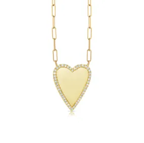 Pave Outline Heart Paperclip Necklace