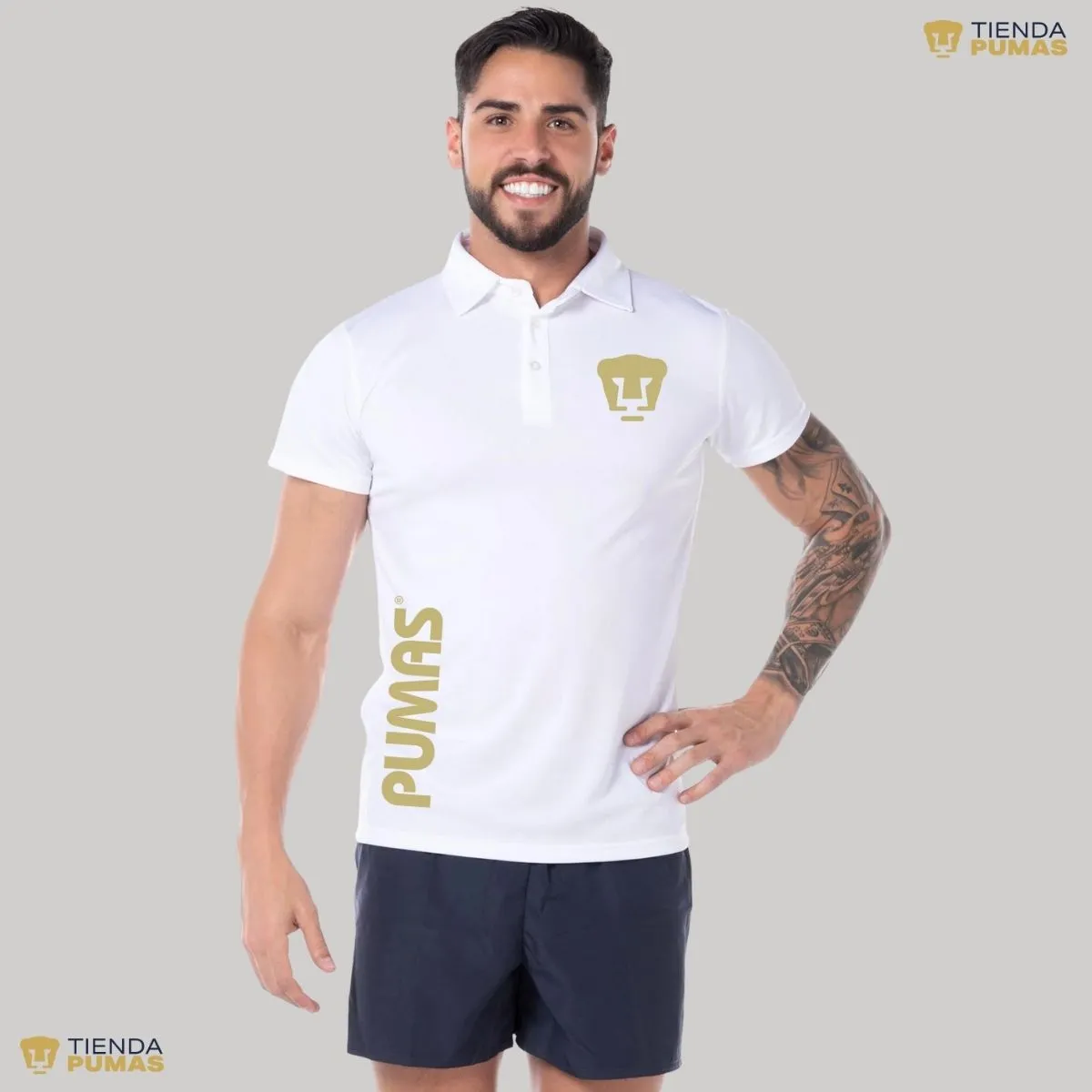 Playera tipo polo Hombre Pumas UNAM Retro Dorado Vinil