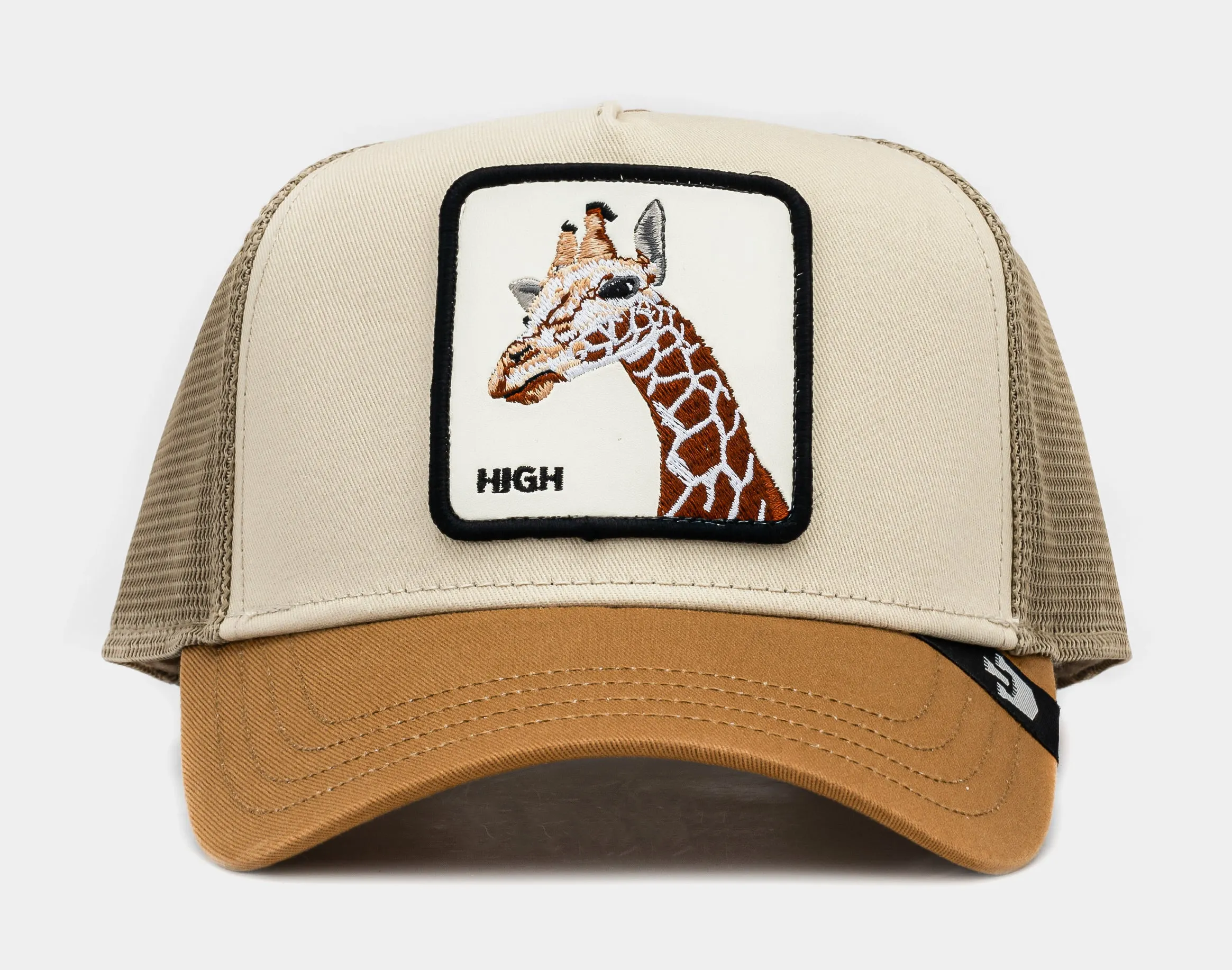 Premium So High Trucker Mens Hat (Khaki/Yellow)