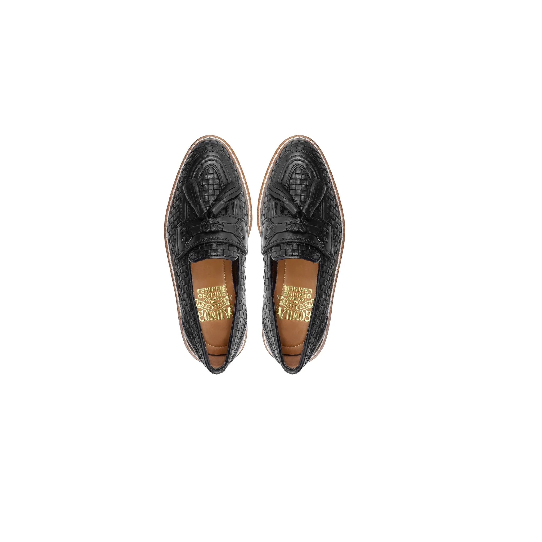 Qird - Kid's Black Hand Woven Leather Loafer (5-12 Years Old)