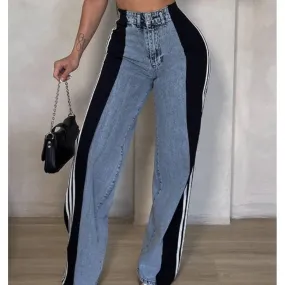 Raven Stripe Pants (denim/black/white)