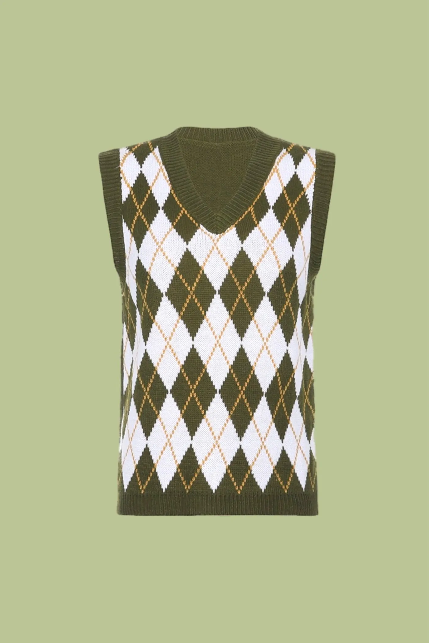 Retro argyle print vest