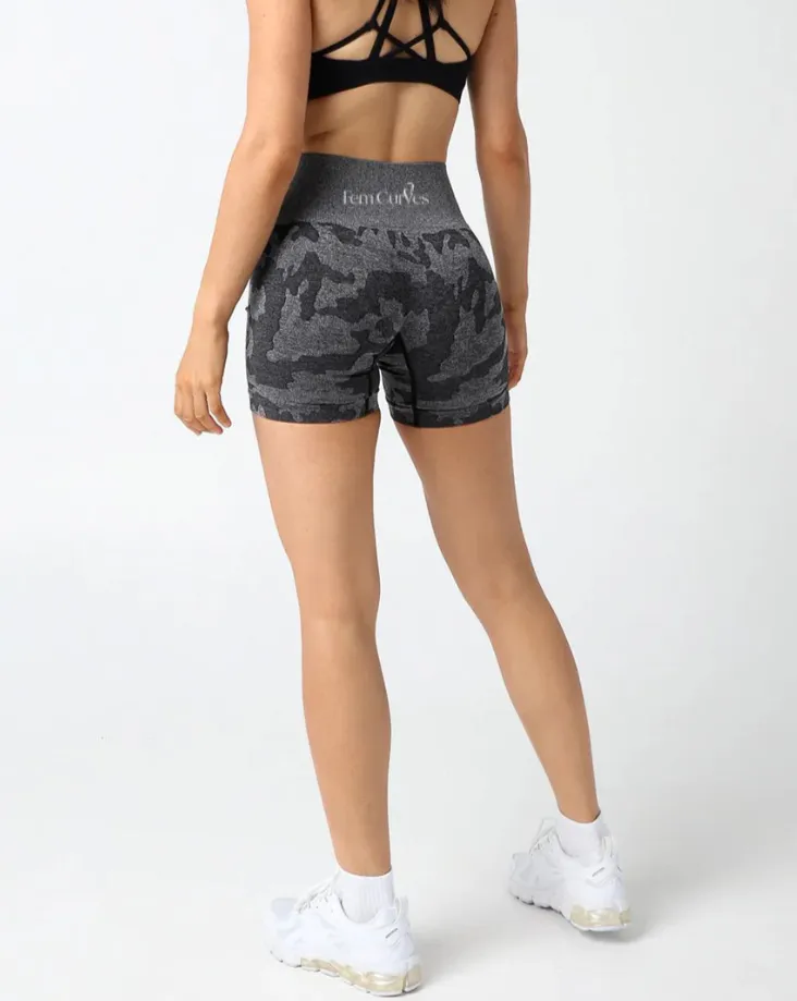 Rita Camo Seamless Shorts - Black