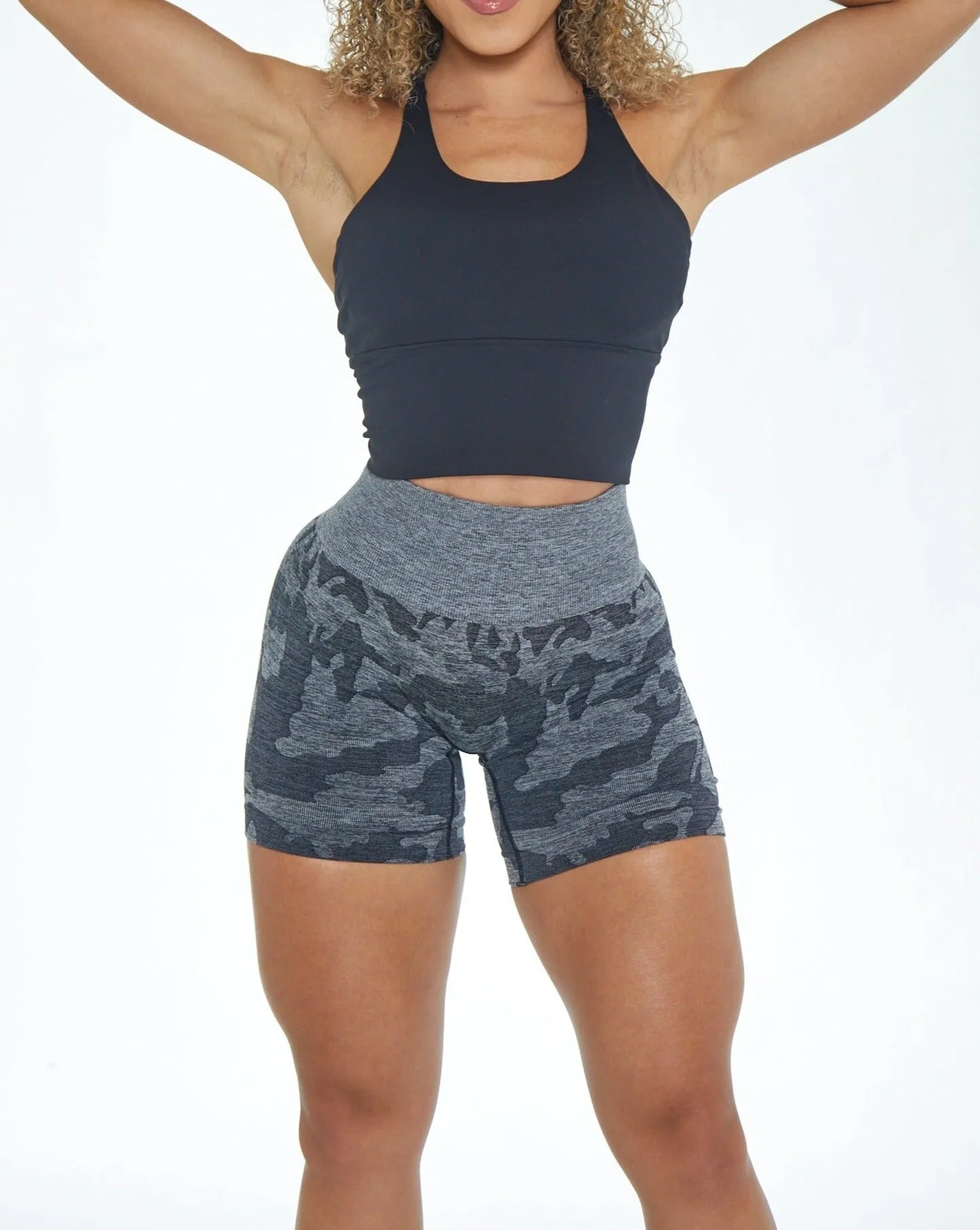 Rita Camo Seamless Shorts - Black