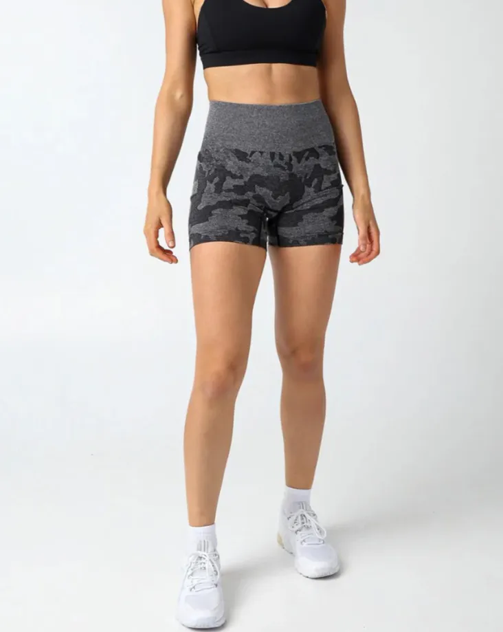 Rita Camo Seamless Shorts - Black