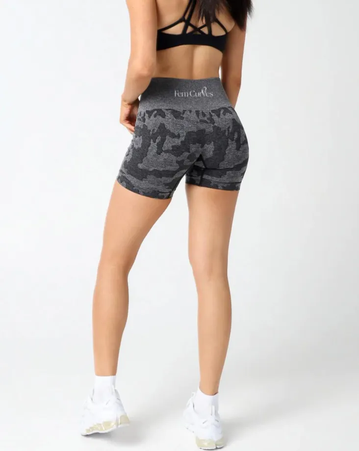 Rita Camo Seamless Shorts - Black