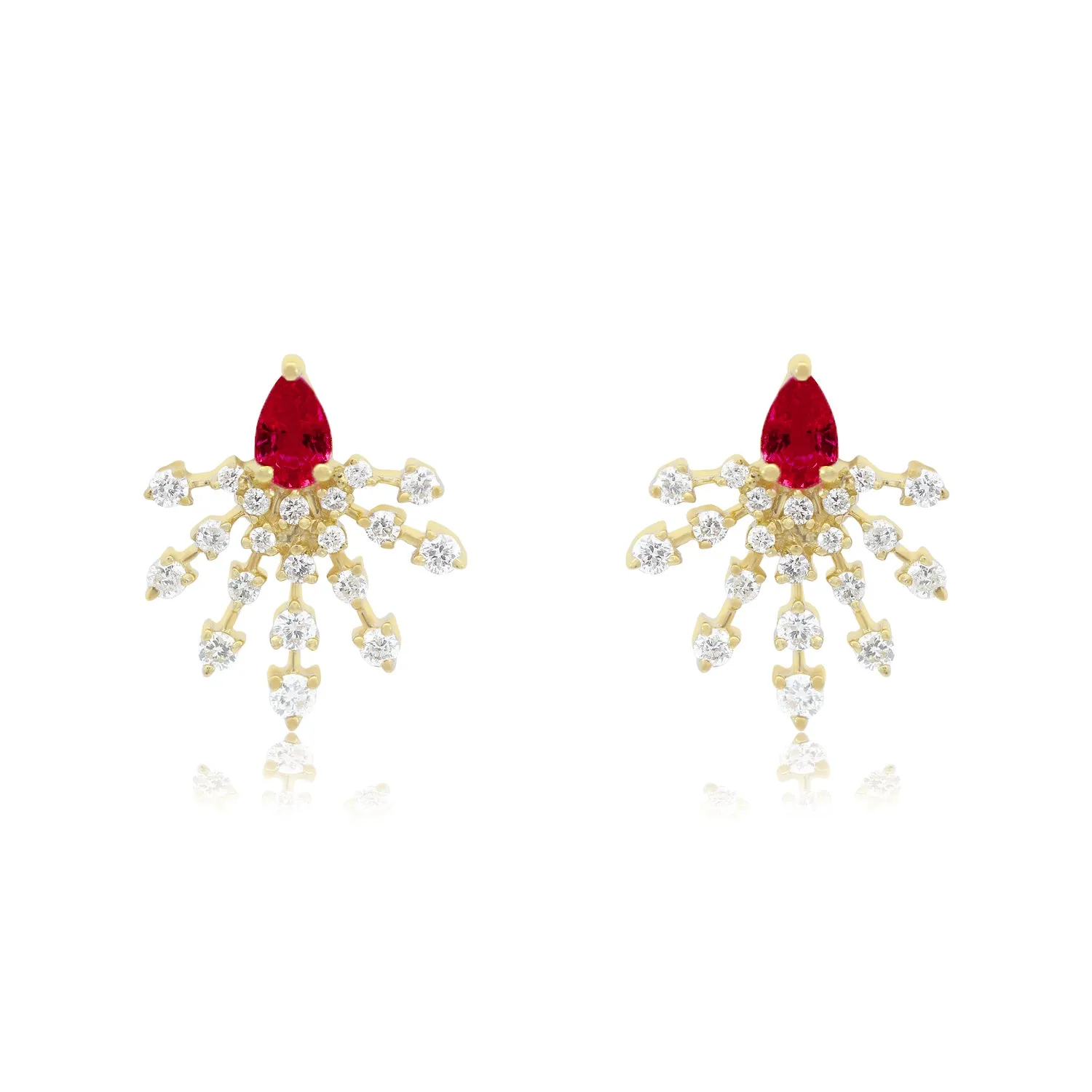 Ruby and Diamond Burst Earrings