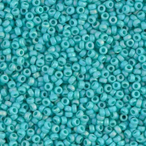 Seed Beads-11/0 Round-412FR Matte Opaque Turquoise Green AB-Miyuki-16 Grams