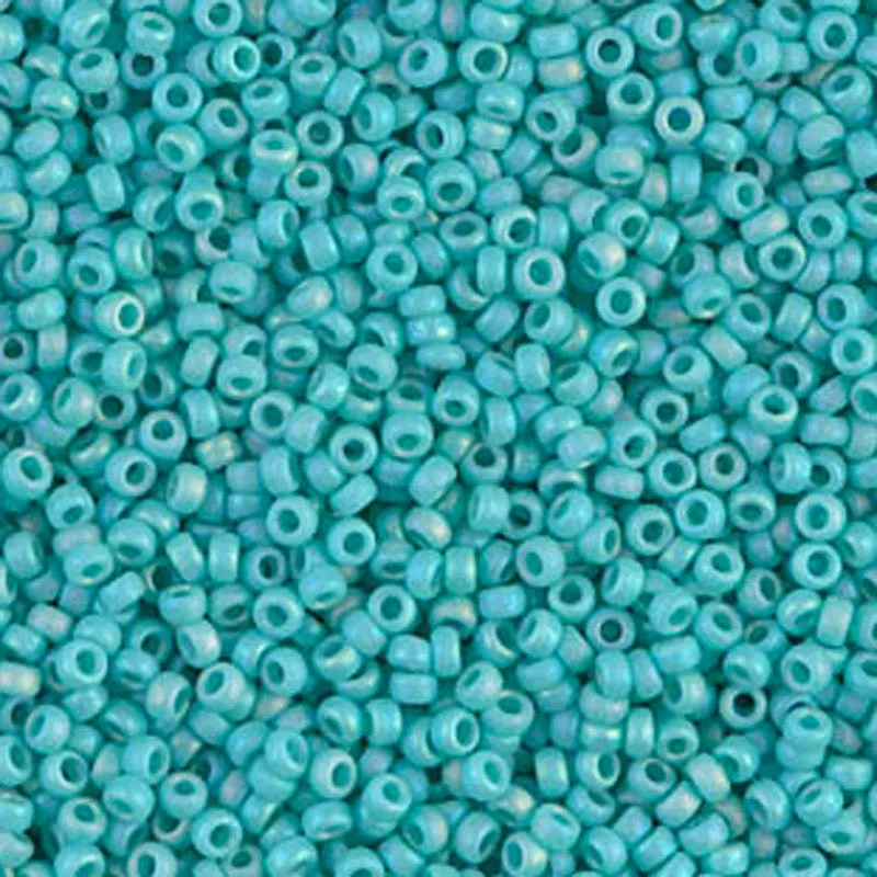 Seed Beads-11/0 Round-412FR Matte Opaque Turquoise Green AB-Miyuki-16 Grams