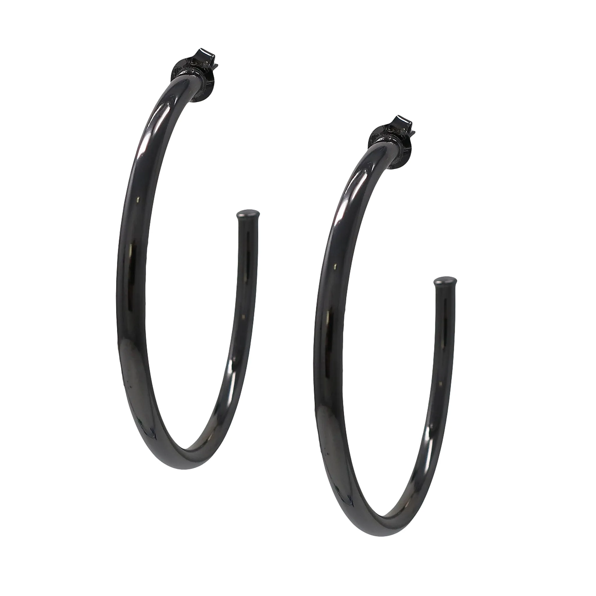 Sheila Fajl 2.5 Inch Everybody's Favorite Hoop Earrings in Polished Gunmetal