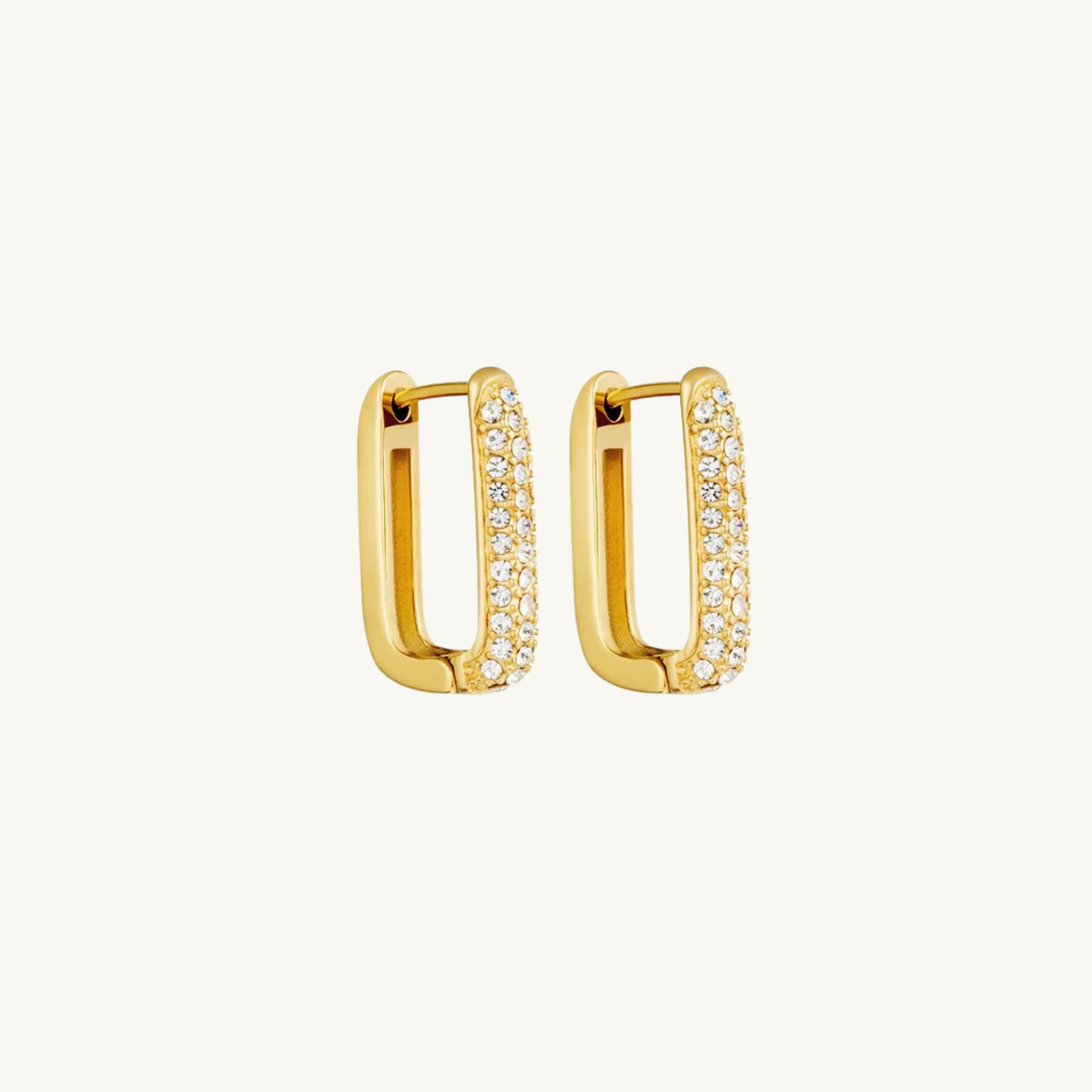 Shiny Chunky Rectangle Hoop Earring Giftset | Gold