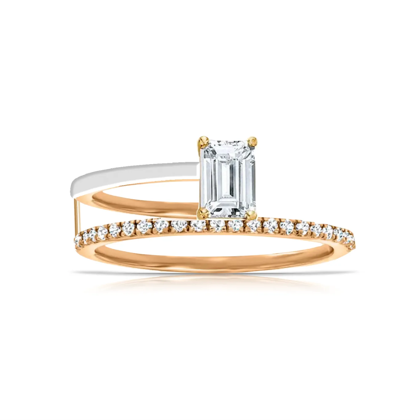 Statement Diamond Half Enamel Band Half Pave Ring