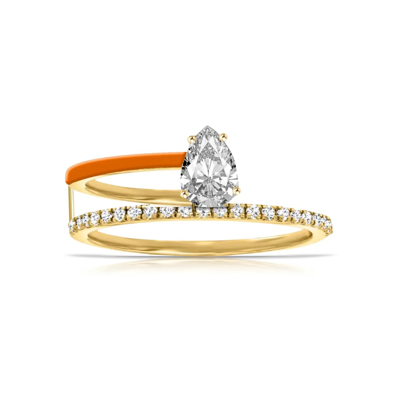 Statement Diamond Half Enamel Band Half Pave Ring