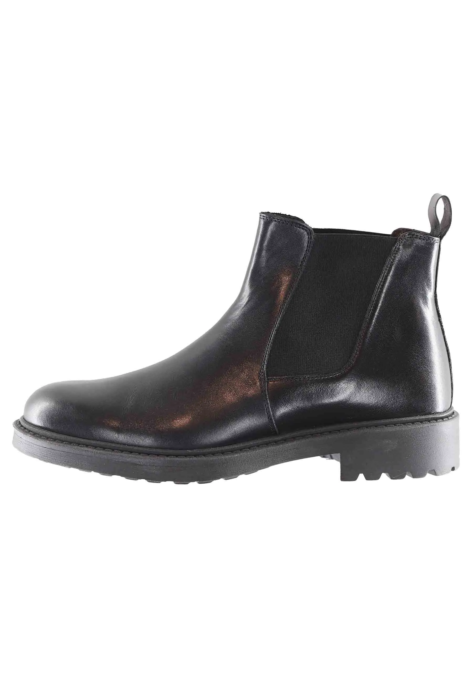 Stivaletti chelsea boot uomo in pelle nera con suola carrarmato