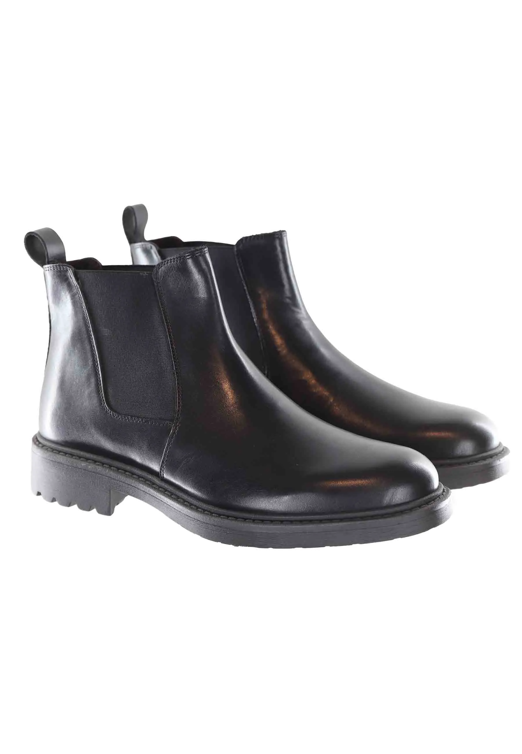 Stivaletti chelsea boot uomo in pelle nera con suola carrarmato