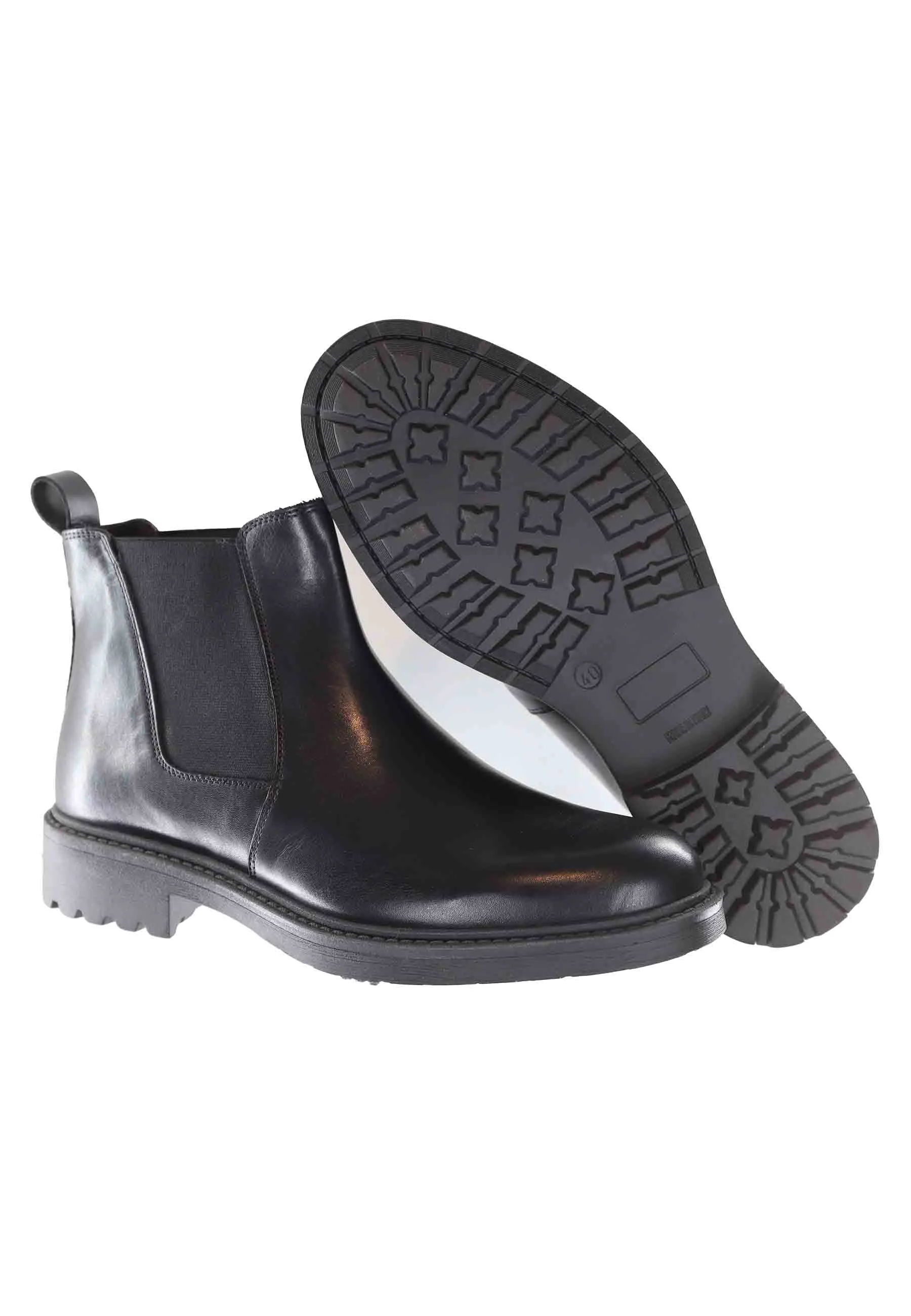 Stivaletti chelsea boot uomo in pelle nera con suola carrarmato