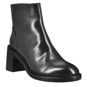 Stivaletto diver basso da donna con tacco in pelle lavata colore nero