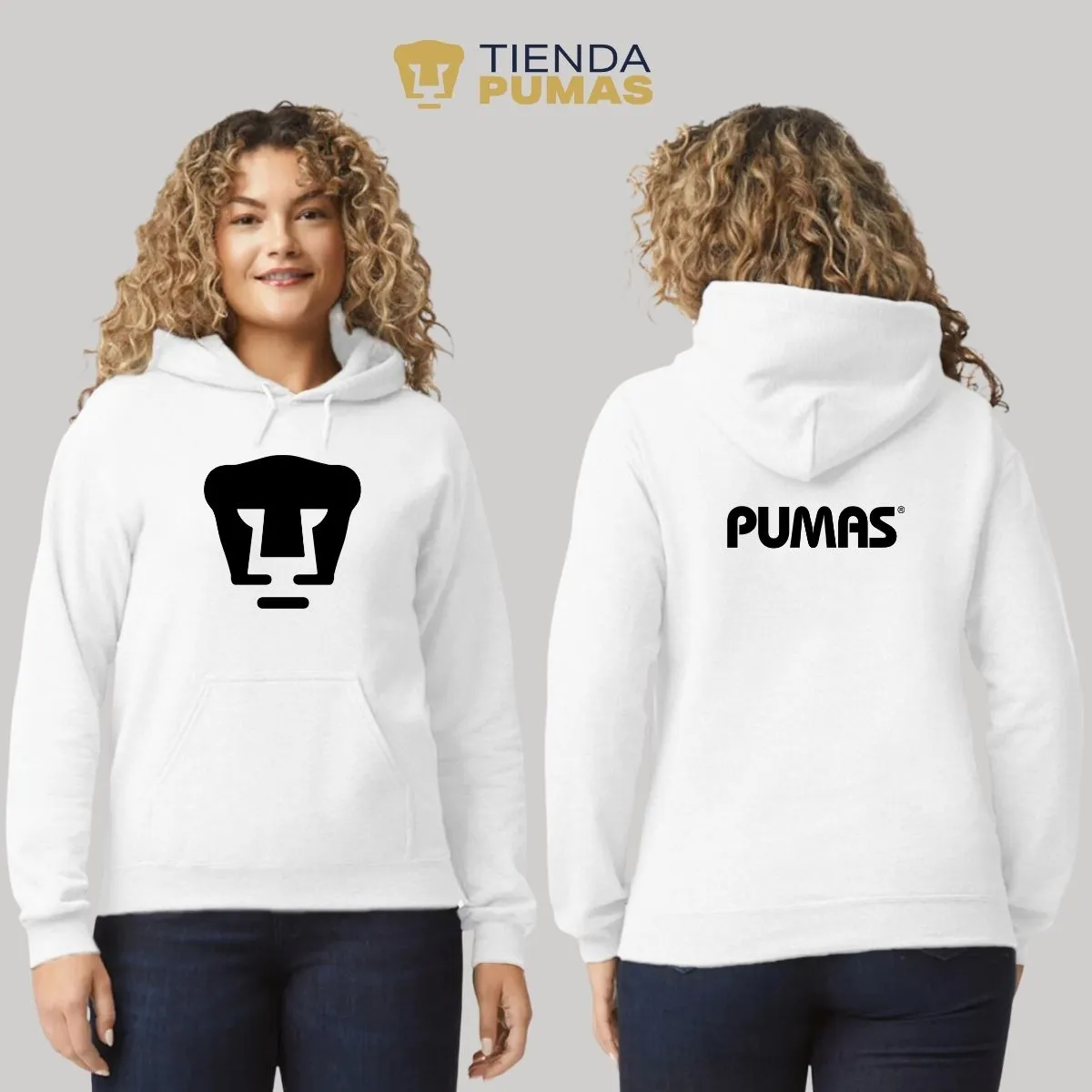 Sudadera Mujer Hoodie Pumas UNAM Logo Monocromatico Vinil