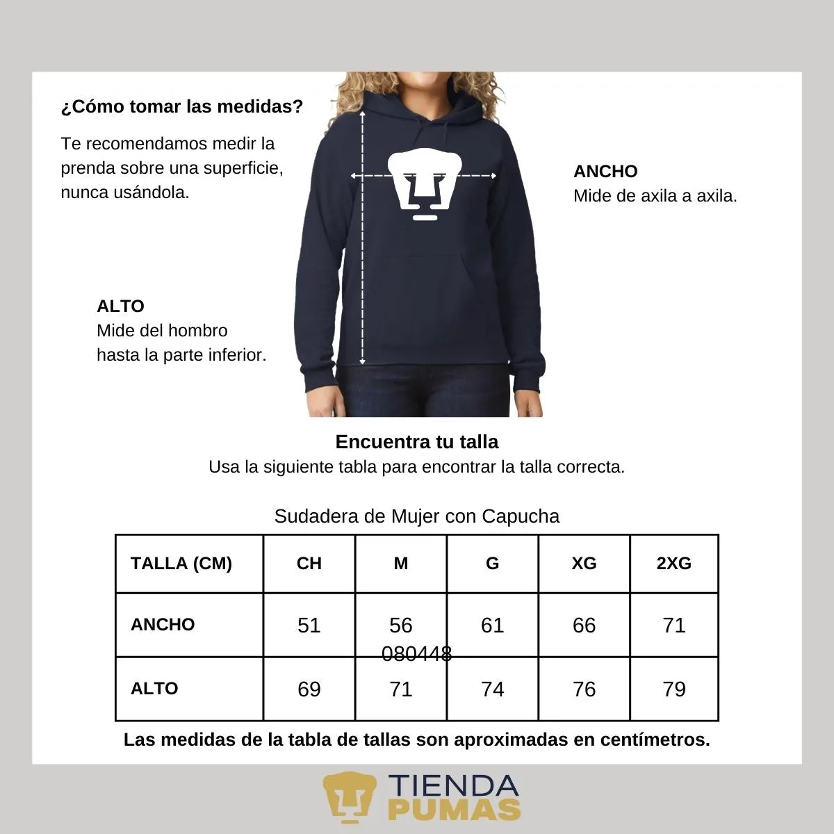 Sudadera Mujer Hoodie Pumas UNAM Logo Monocromatico Vinil