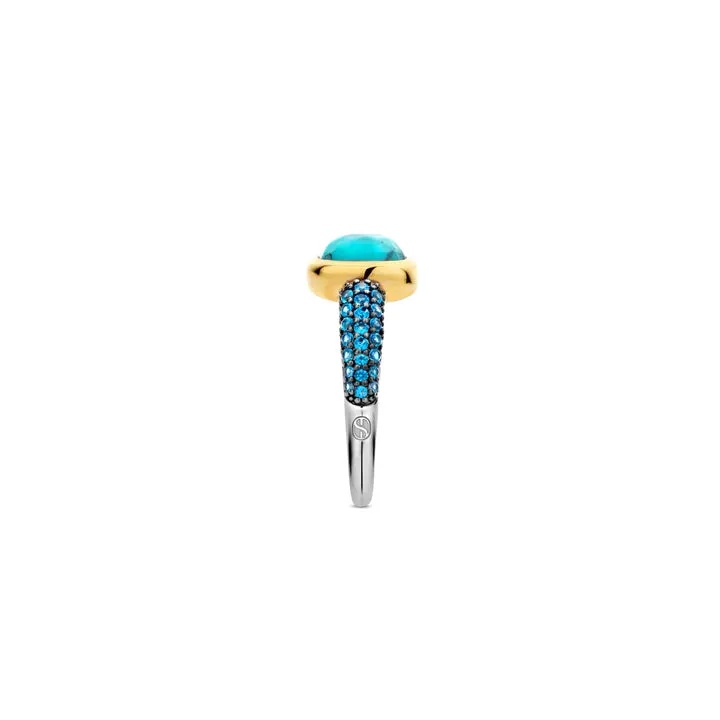 Ti Sento Two-Tone Cushion Turquoise Ring